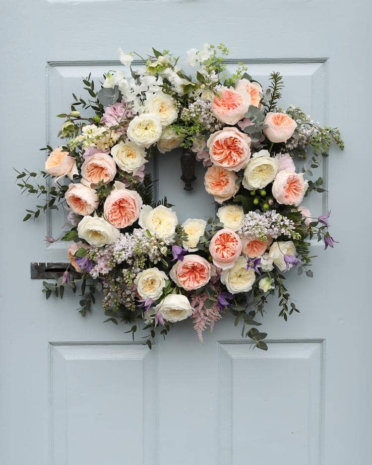 Door Wreath Design with David Austin Roses