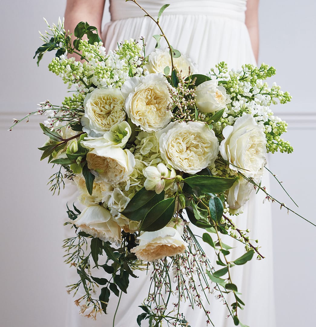 Patience cream roses wedding bouquet design