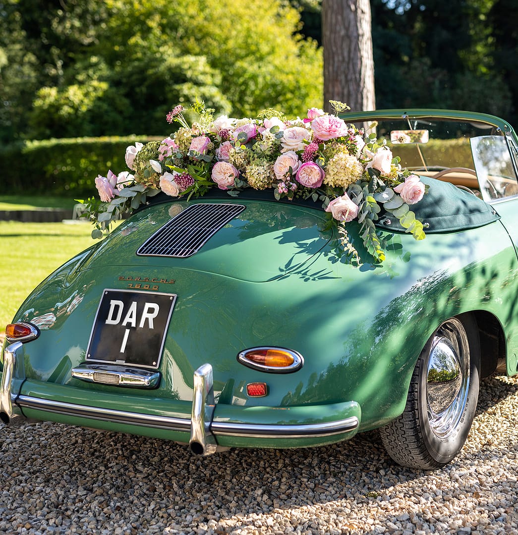 Vintage Wedding Car Floral Decorations