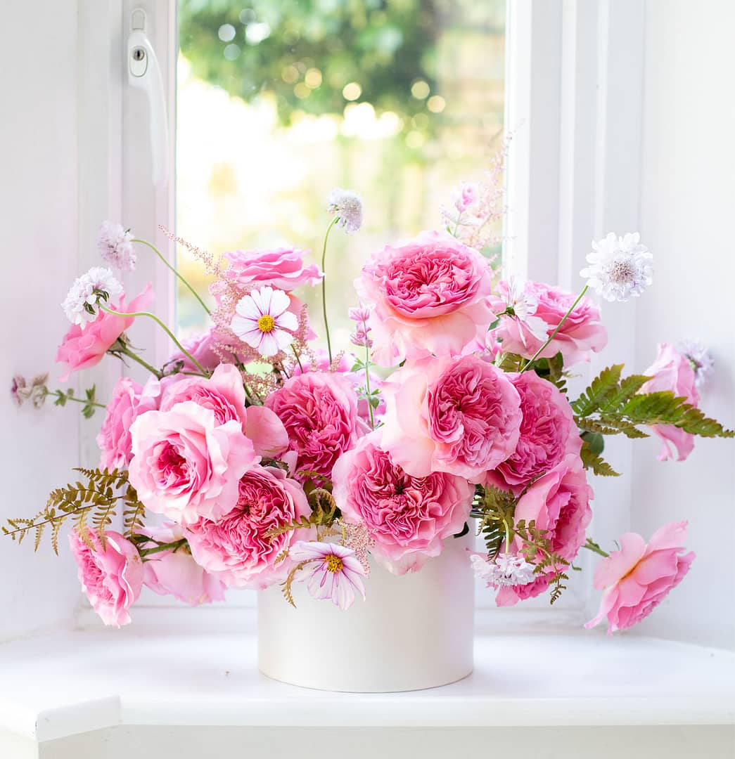 Millicent Pink Rose Hatbox Arrangement
