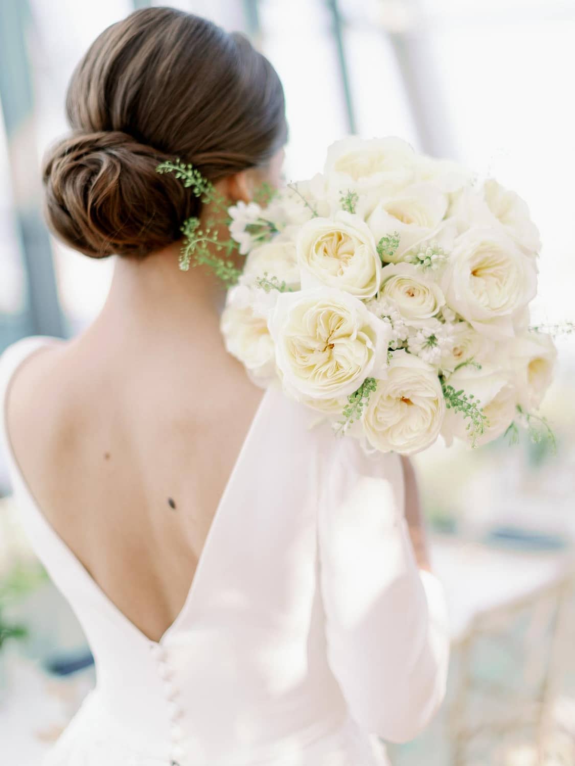 Bouquet de roses de mariage blanc