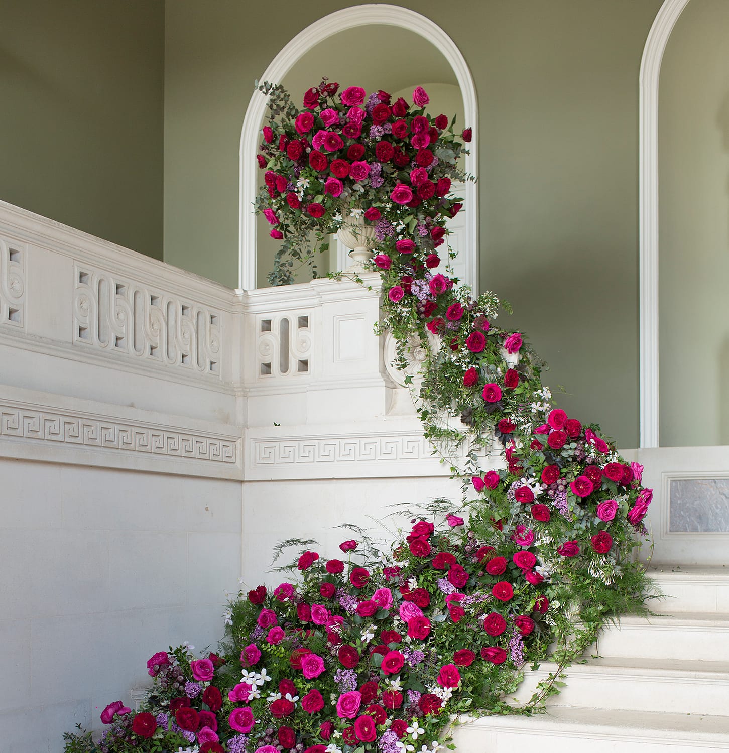 Capability roses staircase installation wedding