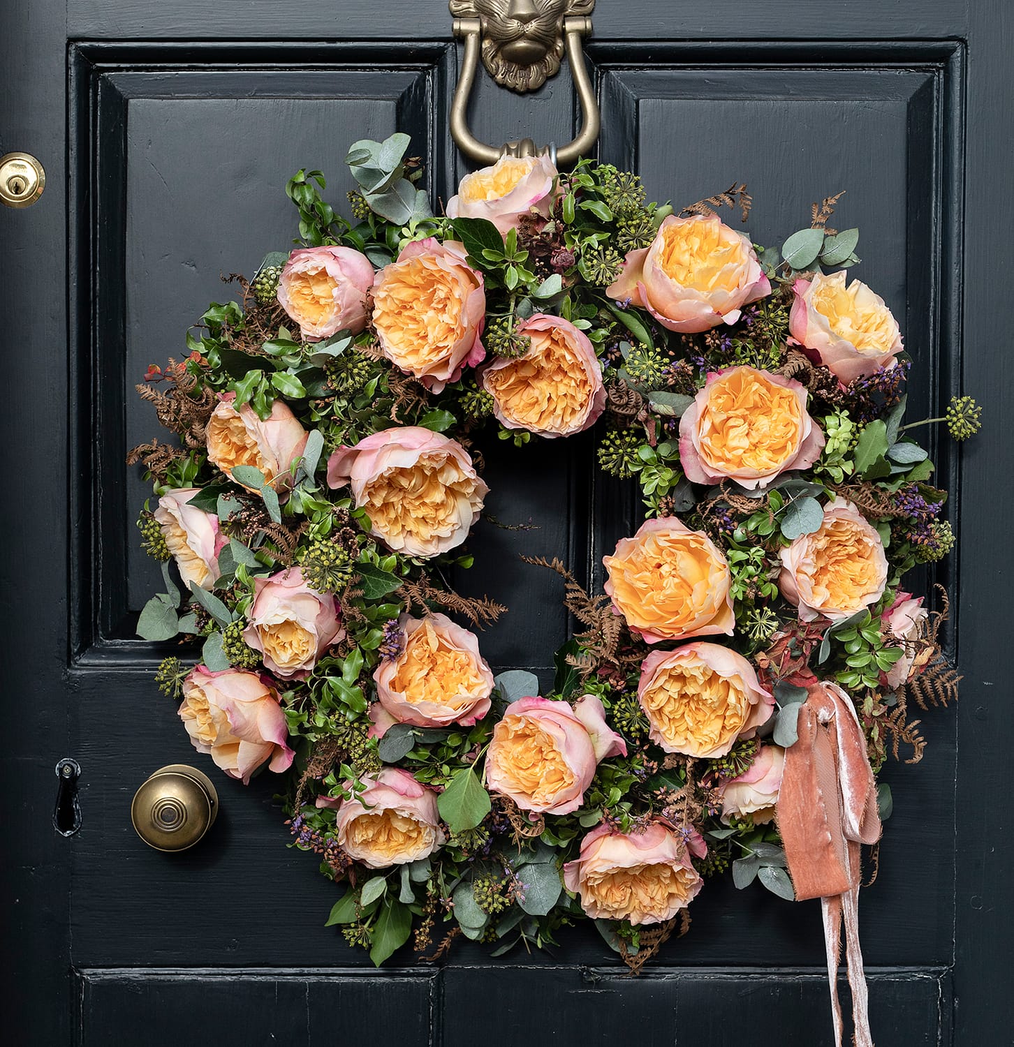Edith roses door wreath design