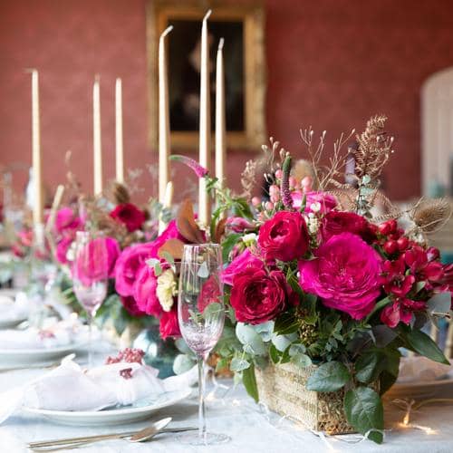 Capability Decorazioni da tavola con rose rosa per Natale