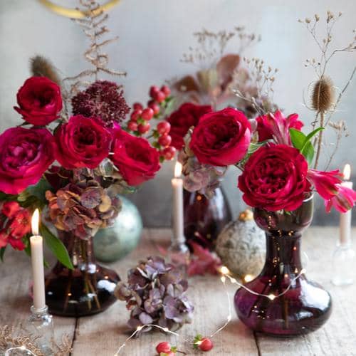 Tess Décorations de Noël roses rouges