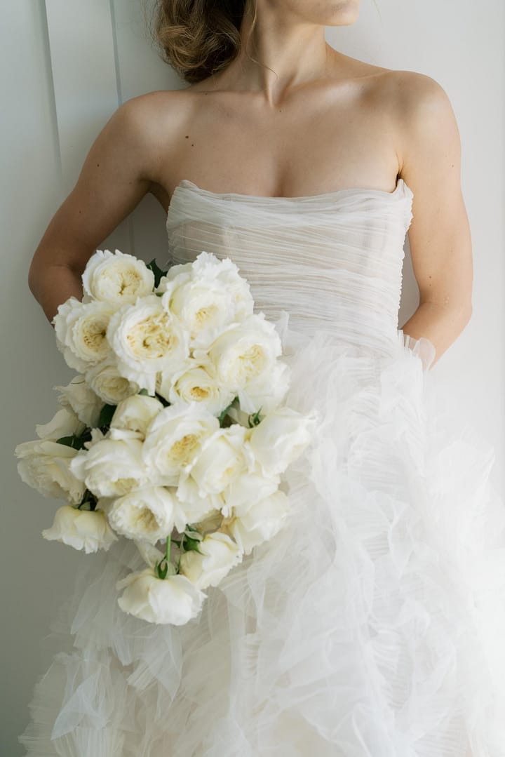 Patience quintessential ivory wedding rose bouquet