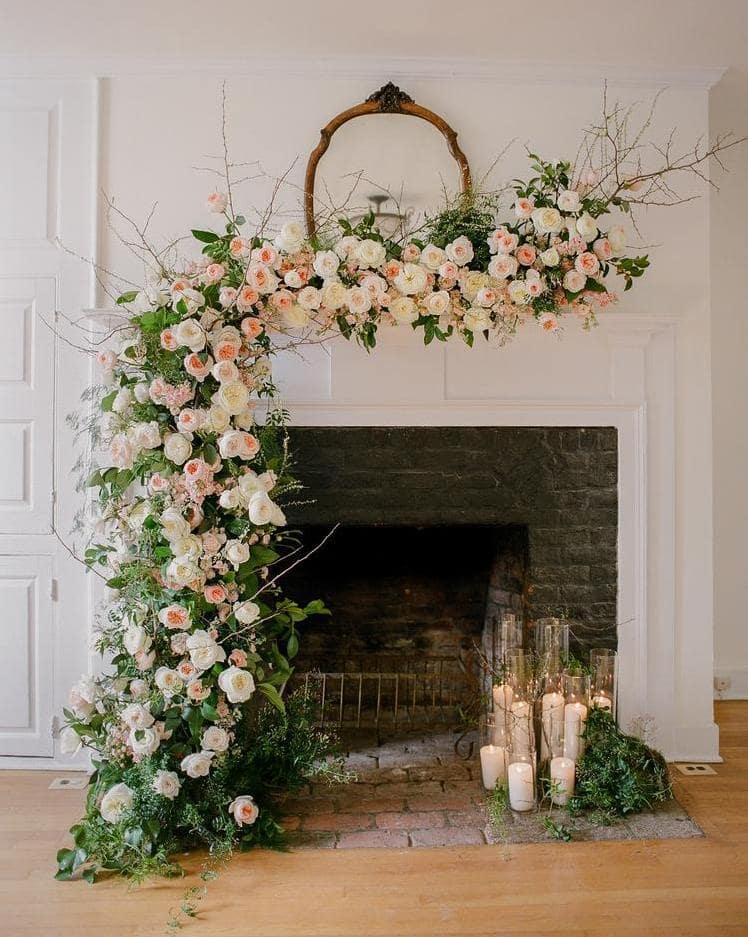 Floral Decorations for Fireplace