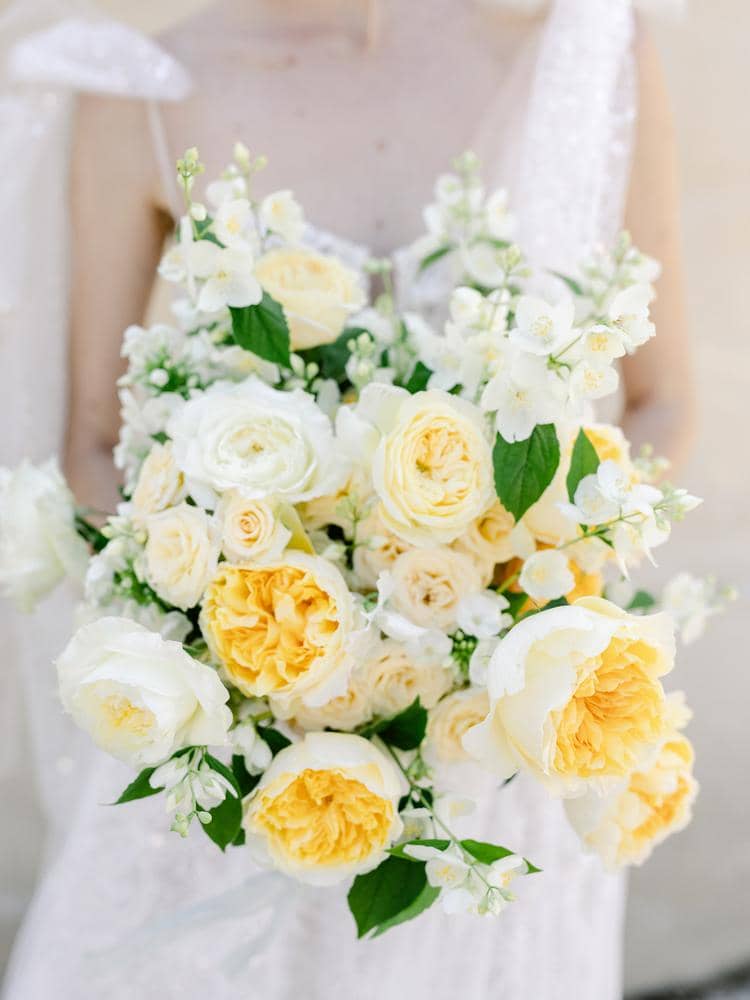 Colourful Wedding Flowers Bouquet With White And Yellow Roses