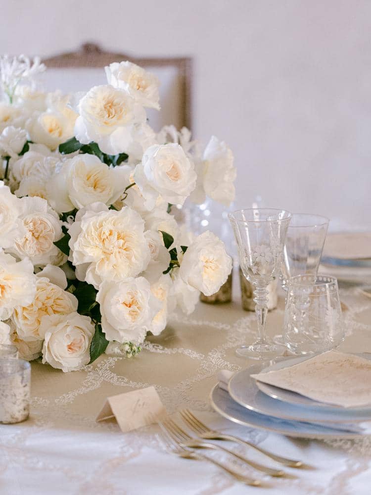 white wedding styling