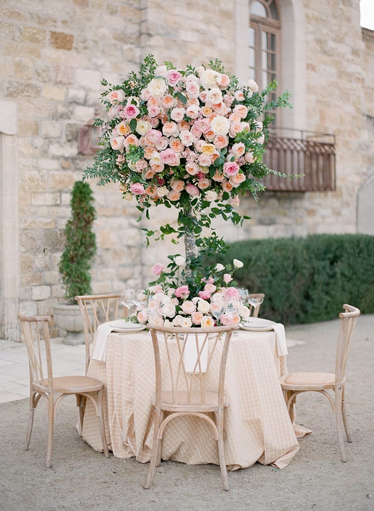 Peach and Orange Wedding Rose Trees