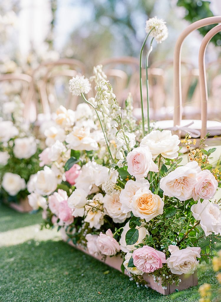 Peach and Orange Wedding Rose Aisle