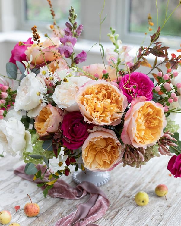 Decoraciones de mesa florales con Edith roses
