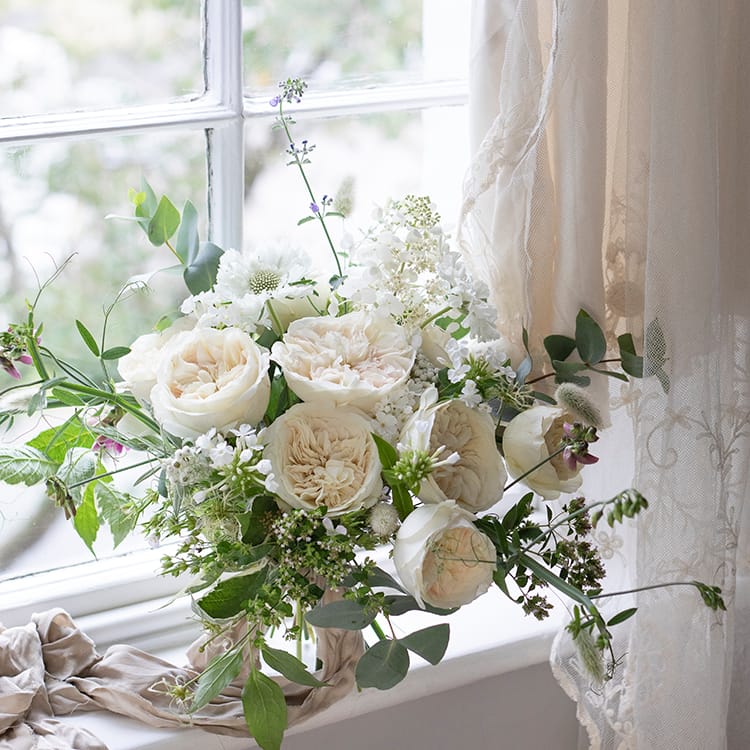 Leonora rose windowsill arrangement