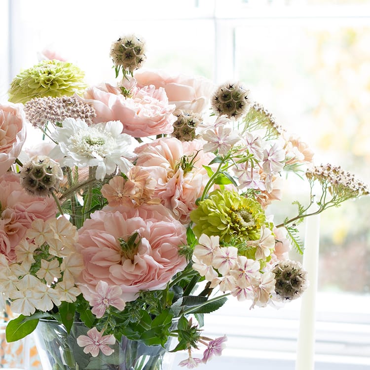 Charity arrangement de petits vases de roses