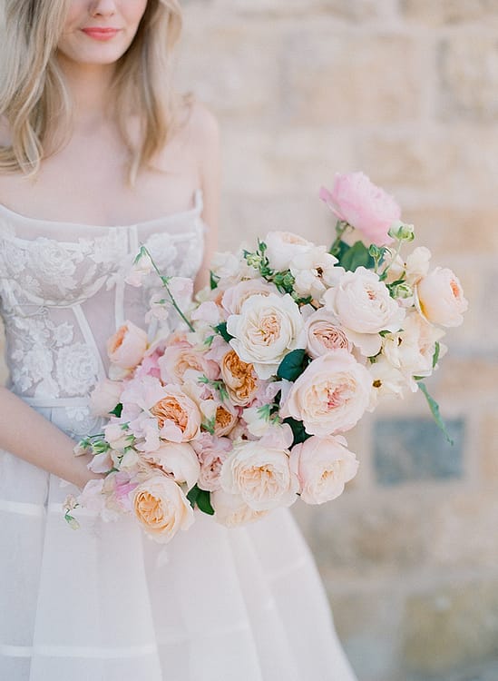 Peach and Orange Wedding Rose Bouquet