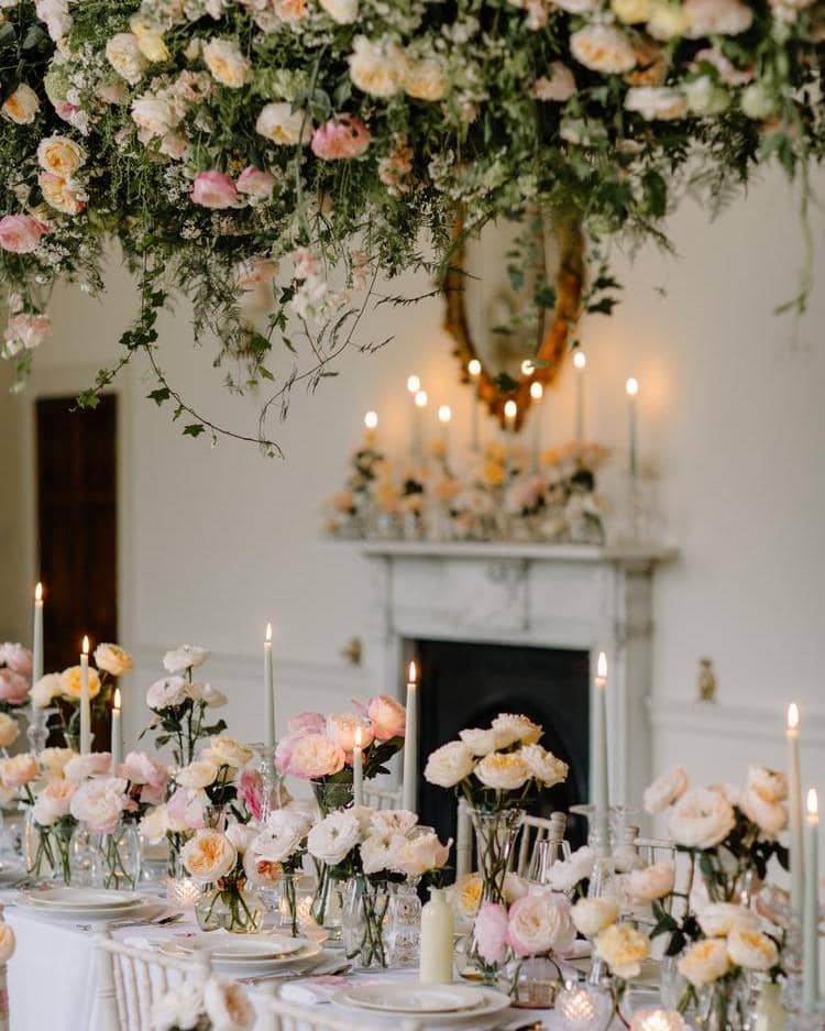 Inspiración floral de lujo para bodas en Pynes House