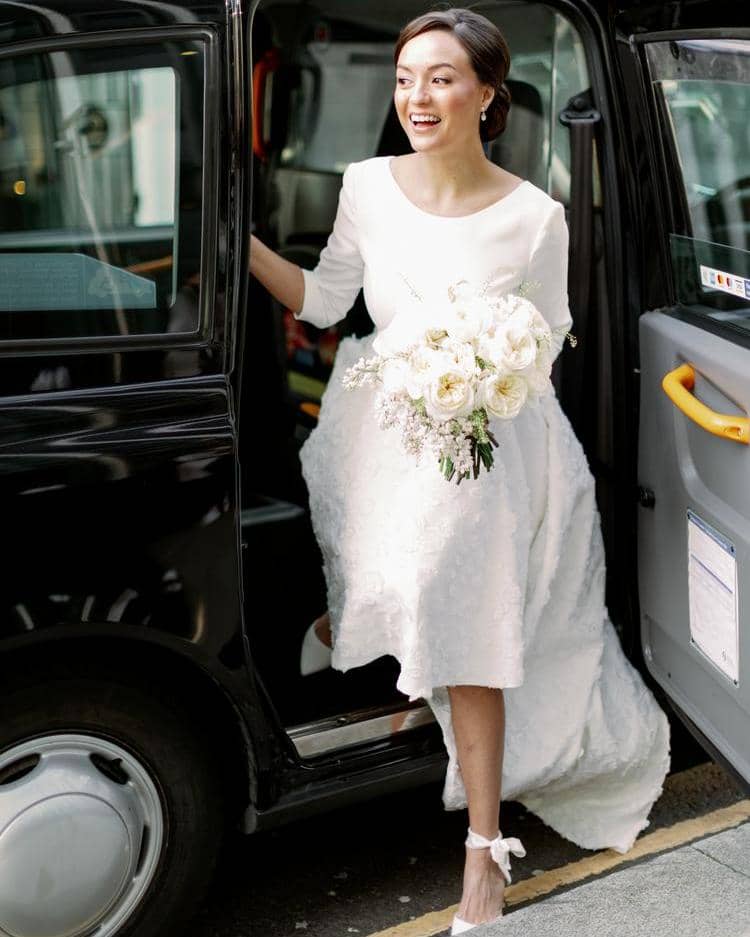 London City Wedding Black Cab Bride