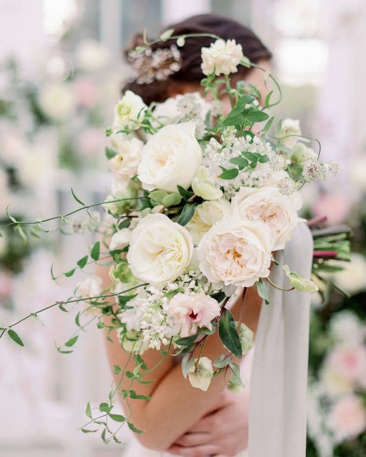White and Blush Rose Weddingl Bouquet