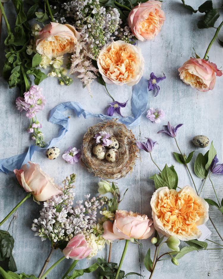Edith Roses Flatlay Styling for Easter