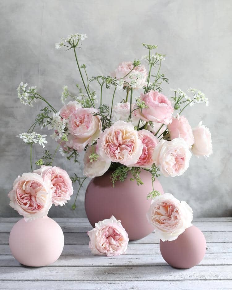 Keira Pink Roses in Small Vases