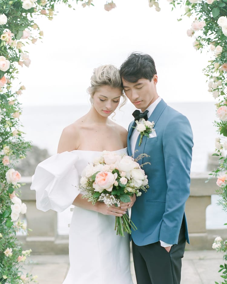 Bride and Groom Wedding Day Floral Arch