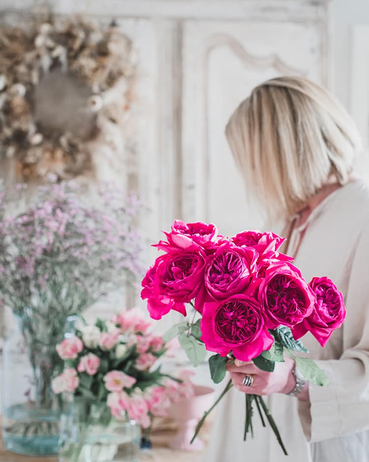 Janne Floral Designer trabajando con David Austin Roses