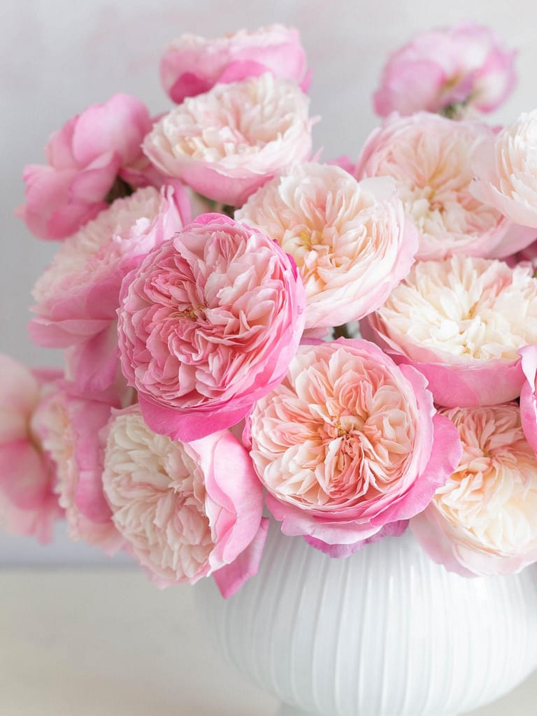 Flores de boda rosas en urna