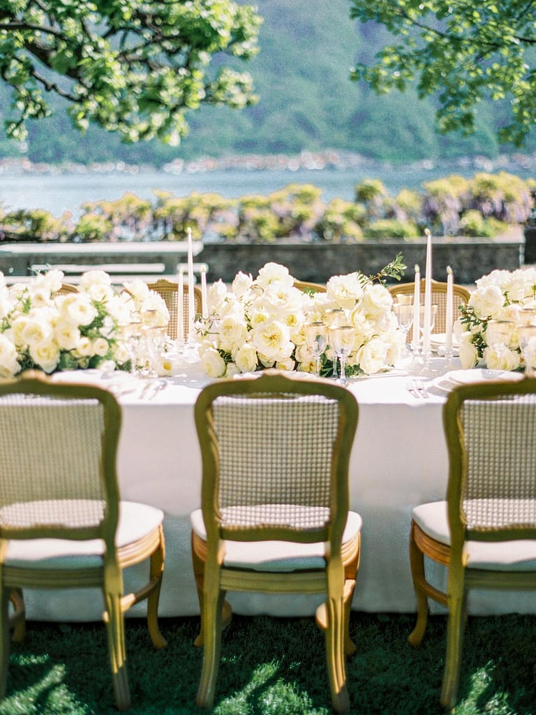 boda blanca en el lago Como