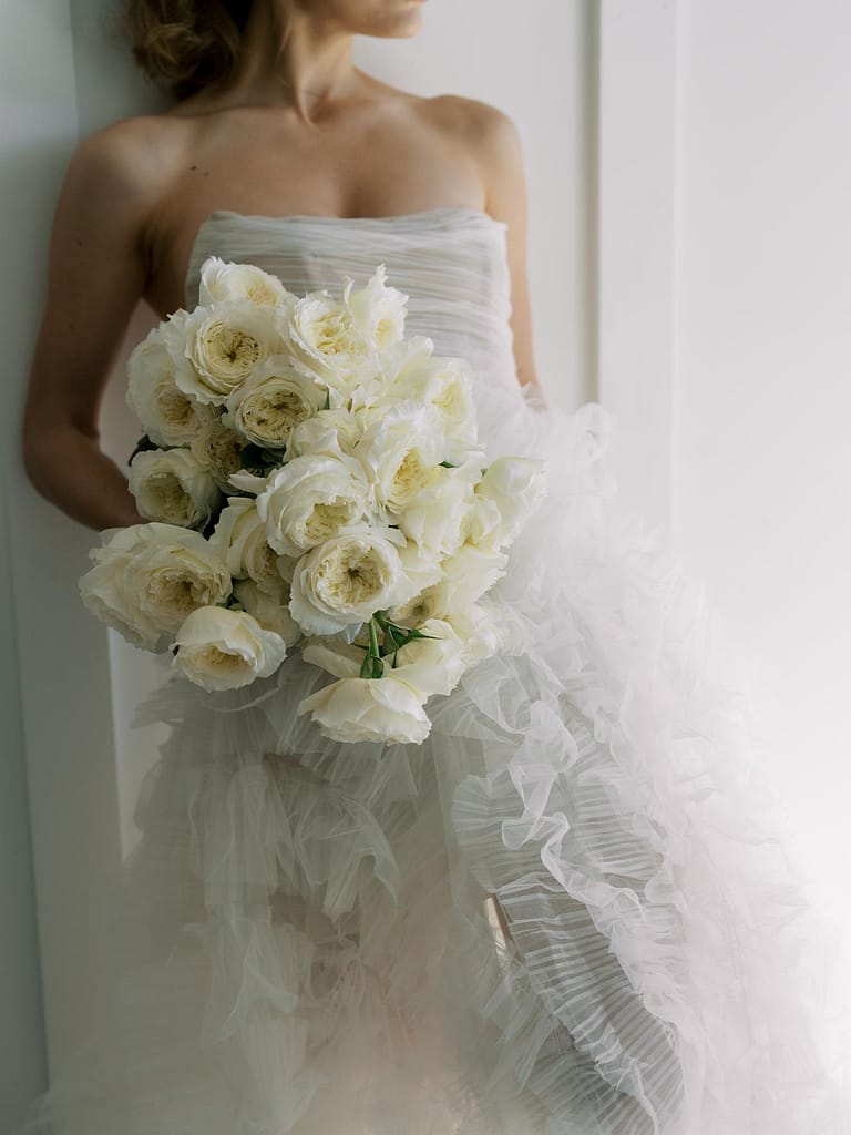 white wedding roses