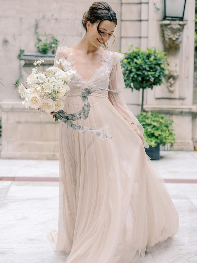 white rose bridal bouquet