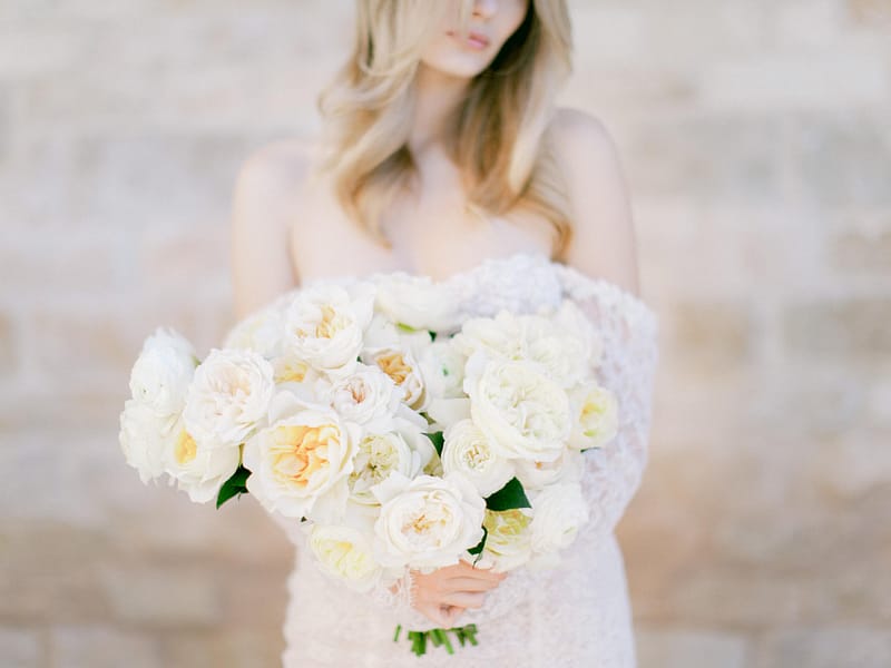 white wedding roses