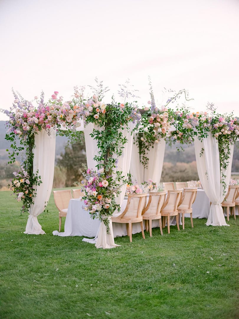 Table de réception de mariage en plein air