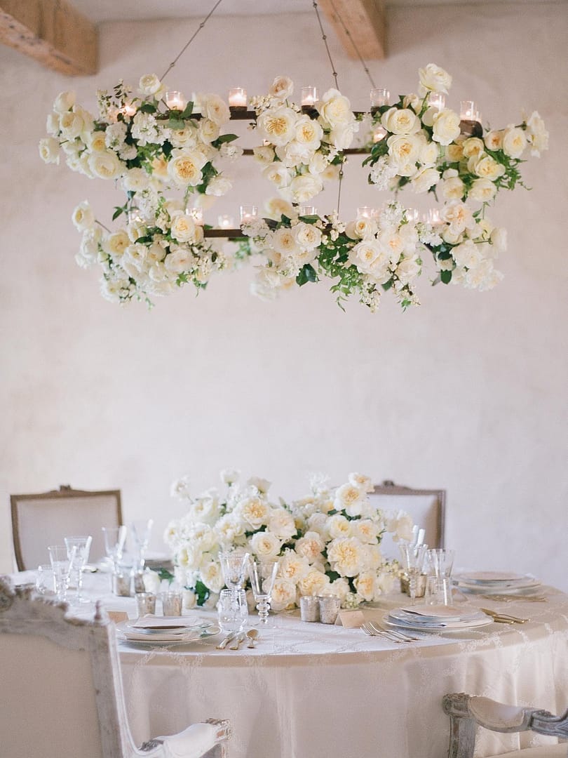 wedding flower chandelier