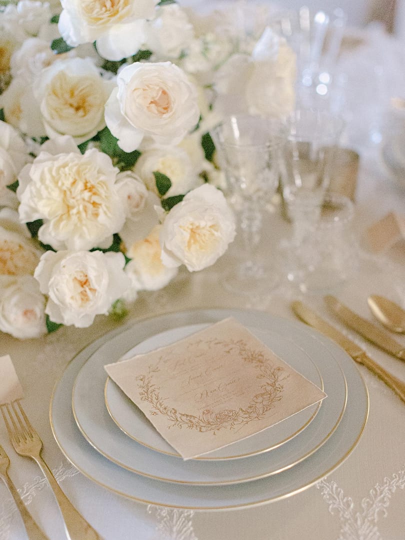 White Wedding Table Setting