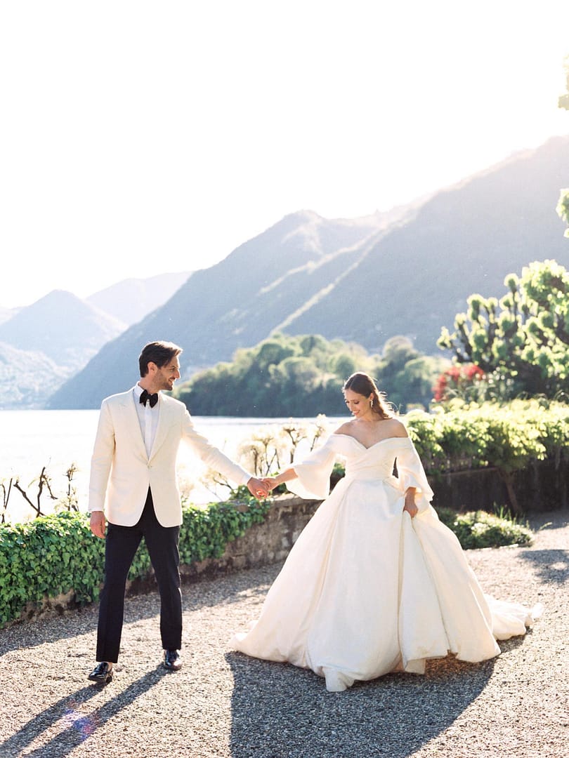 boda blanca en el lago Como