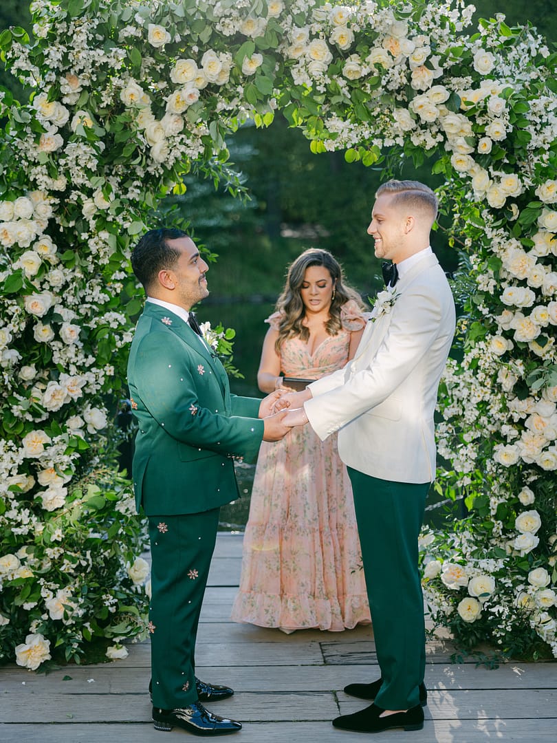 Green And White Wedding Arch