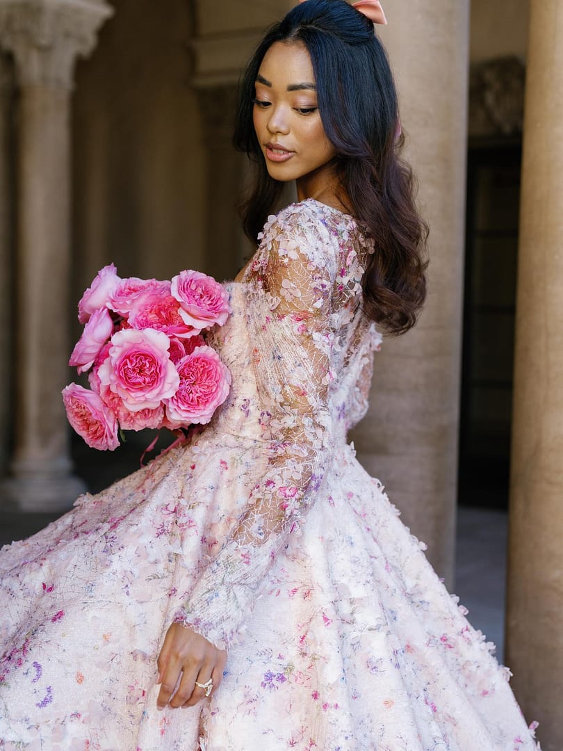 vestido de novia rosa