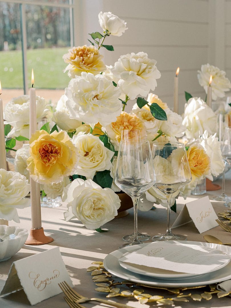 White And Yellow Wedding Table