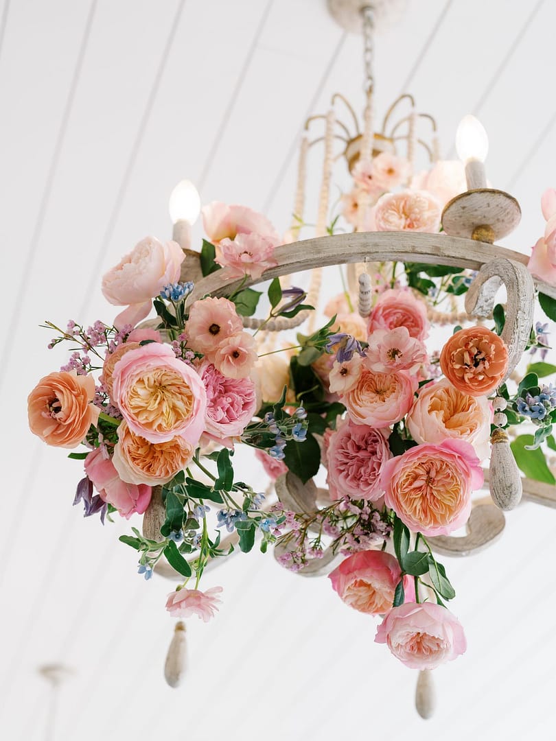 Colourful Wedding Flowers Chandelier